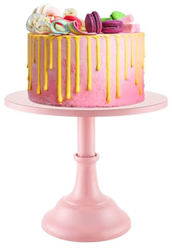 10 Inch Cake Stand Round Wedding Cake Stand Round Metal Event Party Display Stand Tower Pink for Party Wedding Birthday