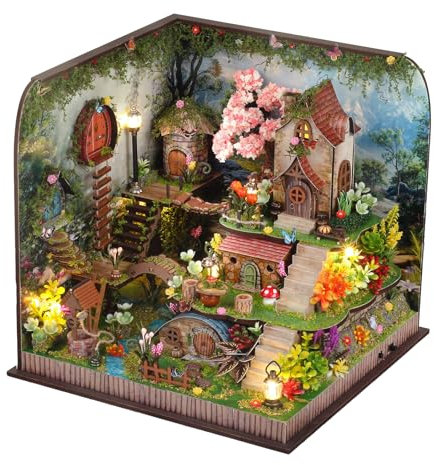 UINOFER DIY Gewächshaus Holz, Miniatur Garten Haus Selber Bauen mit Möbeln, Kreatives Bausatz Erwachsene, Modellbausatz für Erwachsene und Kinder (Magical Forest)