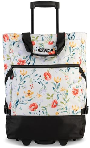 Punta® Einkaufstrolley Hellgrau/Bunt (33 L) - Stabiler Einkaufswagen für müheloses Einkaufen mit leise laufenden Skater-Rollen - Perfekt als Shopper und Weekender - Einkaufstrolley klappbar