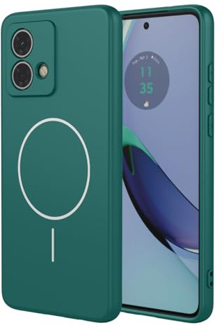 UPLAI Magnético Funda para Motorola Moto G84 5G, Ultra Delgado Sedoso Silicona Líquida Antigolpes Carcasa con Protección Cámara, Premium Suave TPU Estuche Caso. Verde Oscuro