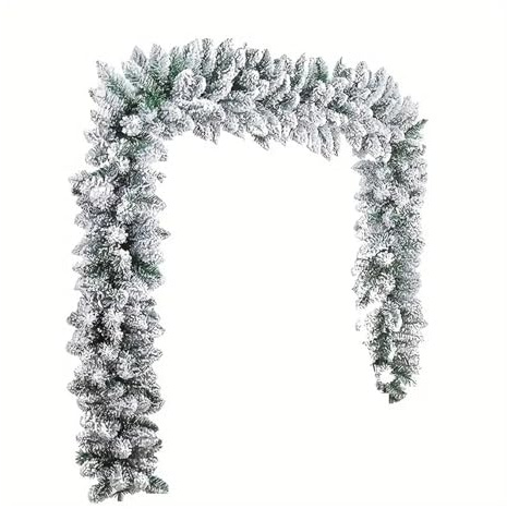 Ghirlanda di Natale artificiale, verde pino e cipresso bianco for decorazioni natalizie da interni ed esterni, caminetto invernale e decorazioni for feste.(White)