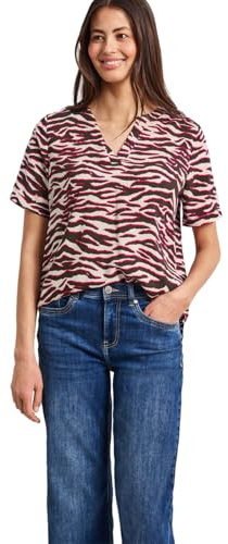 Street One Damen Kurzarm Bluse mit Split Neck und Print
