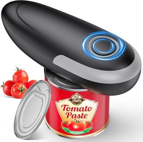 Electric Can Opener, One Touch Electric Tin Opener with Smooth Edgeand Without Hurting Hands, Safe to Use Kitchen Gadgets Automatic Can Opener for Seniors, Arthritis and Chef (Black)