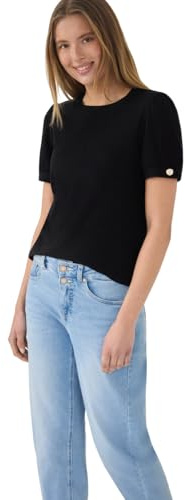 Damen T-Shirt mit Rundhals und Knopfdetail