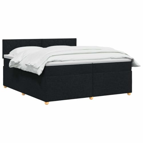 vidaXL Boxspringbett mit Matratze Schwarz 200 x 200 cm Stoff
