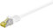Cable de conexión RJ45 con cable raw CAT 7, doble blindaje, S-FTP hasta 600 Mhz, cable de cobre libre de halógeno, contactos dorados, 1 metro, blanco