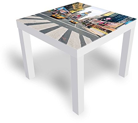 DekoGlas Beistelltisch Couchtisch 'Street of New York' Sofatisch mit Motiv Glasplatte Kaffee-Tisch, 55x55x45 cm Weiß