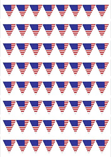 64 US-amerikanische Flagge Kuchendekorationen für Kuchen, essbar, klein, 64 Stück