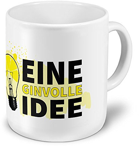printplanet XXL Riesen-Tasse mit Spruch: Eine Ginvolle Idee - Kaffeebecher, Sprüchebecher Becher, Mug