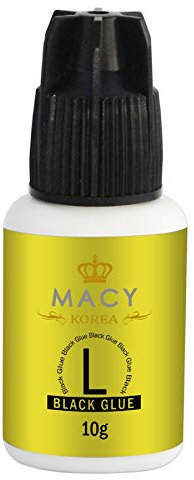 MACY Wimpernkleber L-GLUE (10ml, Farbe: SCHWARZ) schnelle Kleber, Trocknungszeit: 1 Sekunde, 6-7 Wochen Haftung, für professionelle Wimpernverlängerung, L-Glue