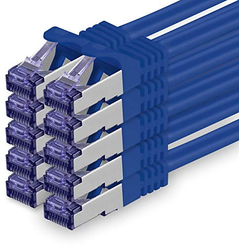 1aTTack.de Cat.7 Netzwerkkabel 2m - Blau - 10 Stück - Cat7 Patchkabel (SFTP/PIMF/LSZH) Rohkabel 10 Gb/s mit Rj 45 Stecker Cat.6a - 10 x 2 Meter Blau