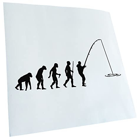 Kiwistar - Autoaufkleber - Angler Angeln Evolution - schwarz - 20x9cm - Heckscheibe Auto Aufkleber wetterfest für Kfz LKW Mofa Truck - Sticker außen selbstklebend Tuning Zubehör für Fenster Fahrzeug