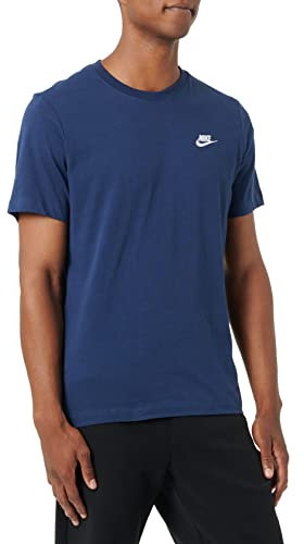Nike Herren T-Shirt Sportswear Club, Midnight Navy/White, M, AR4997-410