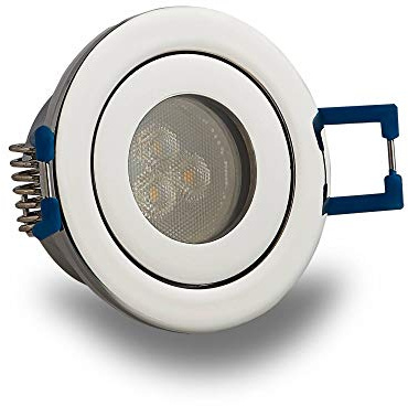 LED Einbaustrahler Chrom - rund 3W warmweiß flach und schmal 12V MR11 - IP44 für Bad, Außenbereich Ø40mm Bohrloch - Badezimmer Terrasse Einbau-Spot Decken-Strahler Deckeneinbaustrahler