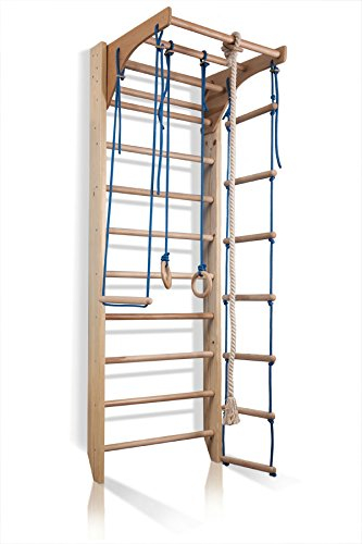 Sprossenwand Kinder Kombi-2-220 aus Holz – Indoor Klettergerüst & Sportgerät, Kletterwand für Zuhause, Turnwand Gym