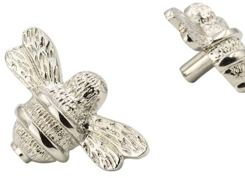 Brass bee 2 x Silver Solid Drawer Knob Handles | Drawer Handle | Bee Cabinet knob | Cupboards, Doors, Cabinets & Drawers for Kitchen, Wardrobe, Chest, Drawer Pull (Silver)