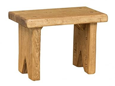 Biscottini Taburete Bajo de Madera 28 x 20 x 15 cm | Banco de Baño Reciclado | Soporte para Plantas