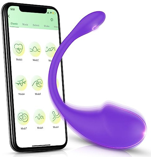 Vibrator mit APP und Bluetooth für sie Klitoris und G-Punkt, Amoochoo Tragbarer Anal Dildo, Vibratoren Ei mit 9 Vibrationsmodi aus Silikon, Liebeskugeln Sexspielzeug mit der Fernsteuerung für Paare