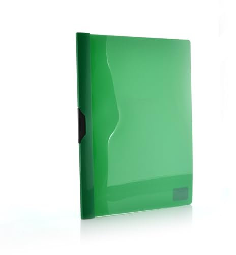 Office Box, 10er-Pack Clip-Mappe mit Kunststoffklammer A4 Colorline mit transparentem Deckel und Kapazität für bis zu 30 Blatt aus 100 % Eco PP (Dunkelgrün)
