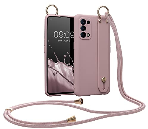 kwmobile Hülle kompatibel mit Oppo Find X3 Lite - Handyhülle mit Schlaufe Ring - Handy Cover Case in Winter Rose