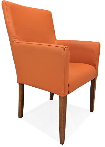 Quattro Meble Breite Ledersessel Echtleder Esszimmerstühle Kross Arm Extra mit hoher Rückenlehne Lederstühl Sessel mit Armlehnen Echtleder Esszimmer Stuhl Leder Massif Cognac