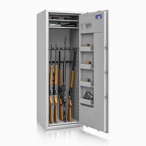 Waffenschrank Klasse 1 EN 1143-1 für 16 Langwaffen, Kurzwaffen & Munition | 1600x550x500mm (Doppelbartschloss mit 2 Schlüsseln)
