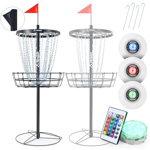 Patiassy Tragbarer Disc-Golfkorb mit 24/12 Ketten für zwei Schwierigkeitsgrade, Golf-Zielscheibe für Disc-Golf-Übungen