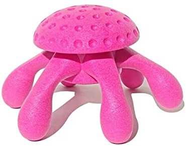 KIWI WALKER Let's Play! Octopus Dog Toy - Durable TPR Foam, Soft on Teeth & Gums - Floats in Water, Interactive Outdoor Play - Perfect for Medium & Large Dogs - Maxi Size 17cm, Pink