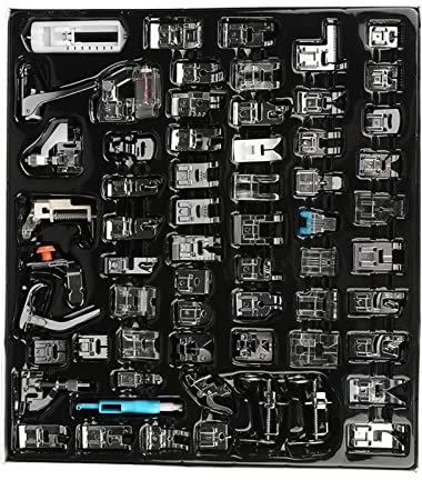 Qiilu pied de biche machine a coudre bernette 62 Pièces de Machine à Coudre Multifonctionnelle Domestique, Kit D'accessoires de Machine à Coudre de Presse