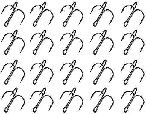 20 Pcs Fishing Hooks, High Carbon Steel Barbelled Treble Hooks, Fishing Accessories for Freshwater Fishing and Sea Fishing, 10#