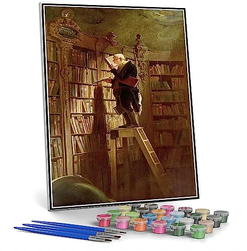 Malen nach Zahlen für Erwachsene Der Buchwurm Gemälde von Carl Spitzweg DIY Ölgemälde Malen nach Zahlen Kits