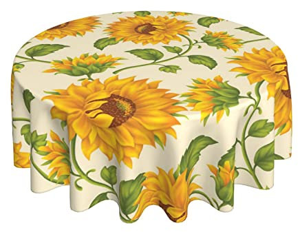 Tischtuch Süße Sonnenblumen Wetterfeste Gartentischdecke Abwaschbar Wachstischdecke 152Cm Für Jubiläum Party Garten
