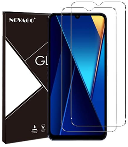 NOVAGO Compatible avec Xiaomi POCO C65 / Redmi 13C 4G -Pack de 2 Films Protection écran en Verre trempé Solide 9H (Transparent), ne Couvre Pas la totalité de l'écran