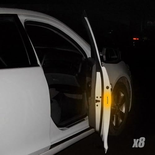 Yuqilin 8 Stück Reflektoren Fahrrad, Warnung Reflektor Auto Aufkleber, Nachtsichtbarkeit Reflektorband Selbstklebend, Reflektierende Aufkleber, Rückstrahler Fahrrad, für Autotüren, Stamm, LKW (Gelb)