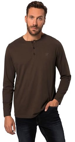 JP 1880 Herren große Größen Übergrößen Menswear L-8XL bis 8XL, Langarm-Shirt, Henley, Knopfleiste, Rundhalsausschnitt, haselnuss 5XL 702555110-5XL