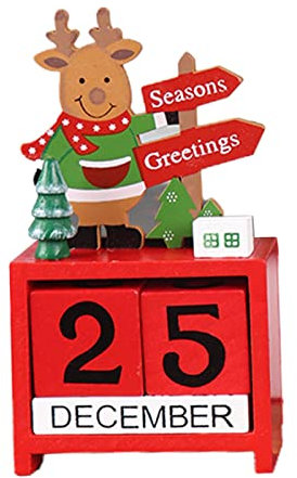 Holdes Countdown-Kalender zu Weihnachten – Dekoration von Tischkalender aus Holz, Dekoration für den Schreibtisch, tragbar, für Zuhause
