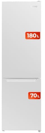 EVVO Frigorífico Combi No Frost, Capacidad Frigorífico 180 L Congelador 70 L, Motor Inverter, 54cm de Ancho, Smart ECO, Multi Air Flow, Luz Interior LED, Panel LED táctil (F52 Color: Blanco)