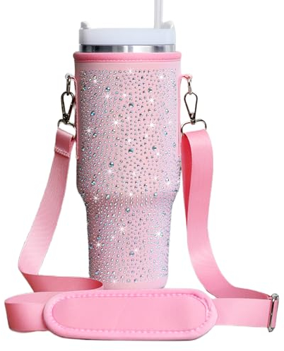 FLWVOG Stanley - Portabottiglie con tracolla Stanley con tasca per telefono Stanley, 1,18 l, colore: rosa