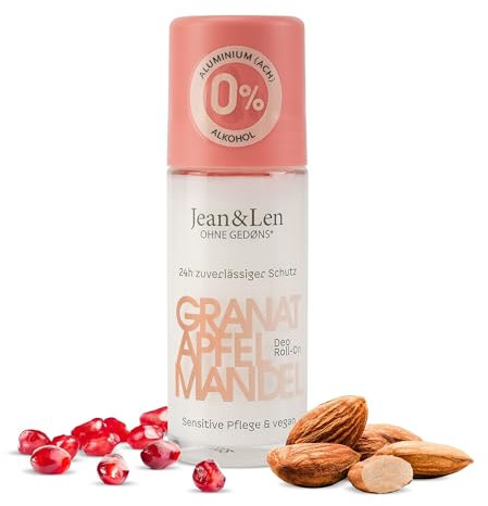 Jean & Len Déodorant À Bille Grenade Amande, Fraîcheur Longue Durée, Idéal Aussi Après Le Rasage, Format Voyage, Vitamine E, Huile De Grenade Et D’Amande, Sans Sels D’Aluminium Et Alcool, Végan, 50 ml
