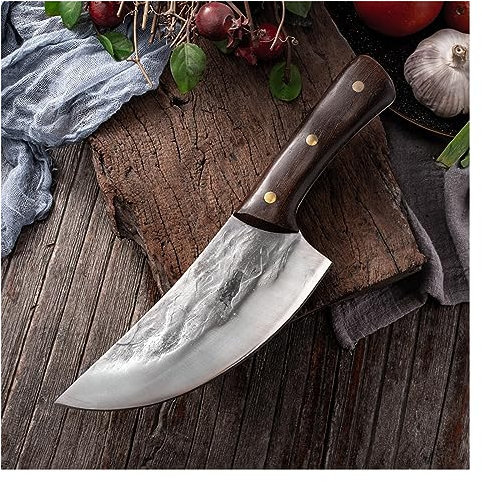 Cuchillo de caza forjado, cuchillo for picar carne de acero inoxidable, cuchillo de cocina for pescado y verduras, cuchillo de cocina de estilo serbio, cuchillo de Chef de carnicero