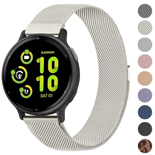 Oumida Armband für Garmin Vivoactive 3/ Vivoactive 5, 20mm Quick Ersatz Armbänder, Metall Magnet Uhrenarmband für Garmin Vivomove 3/ HR/Style/Luxe, Forerunner 55/245/ 645, Approach S40/ S42/ S12