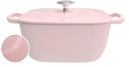 LVYUDS Pentole in Ghisa, 2.7 Quarti Piazza Smaltato Brasato Doppi Manici Micro Pressione Pentola per Pane Induzione Compatibile per Chef(Red)