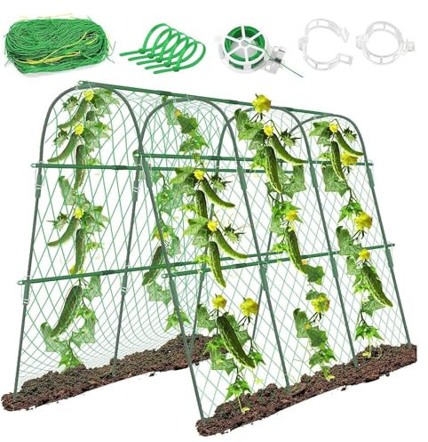 KIUGOP Tomaten Gurken Rankhilfe, 160 * 140 * 120cm U-rankgitter Metall Rankhilfe Garten Gurken Himbeeren, Rankhilfe für Blumen und Obstpflanzen,Grün