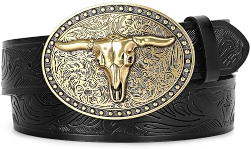BELTROAD Westerngrütel aus Leder mit Gürtelschnalle für Damen und Herren, Cowboy, Cowgirl, für Jeans, for Wasit 47-50