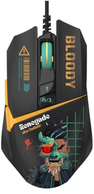 Bloody W63 Max RGB Gaming Mouse, 12,000 CPI, BC3332-A Sensor, 2000 Hz Report Rate, 4M Onboard Memory, LOD Adjustment, Lightweight Braided Cable - Renegade Edition