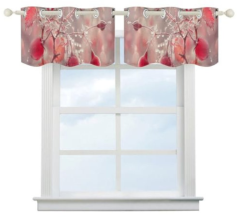 QLPTM Verdunklungsvorhang, weich, wärmeisoliert, kurze Gardinenstange, Taschenfenster, Vorhang, Eiskönigin, Rosenhütten, Küchenvorhang für Küche, Wohnzimmer, Schlafzimmer, 132 x 46 cm