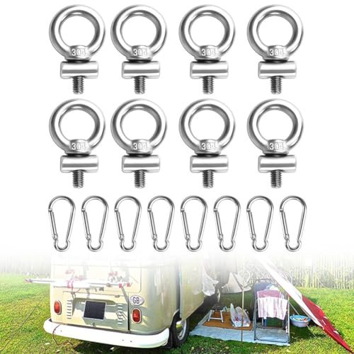 FACULX Zurraugen Für Schienensystem, Adapter Für Zurrschiene, Rohrleitungsband Haken, Geeignet Für Markisenschienen, Wohnwagen, Wohnmobile, Boote, Camping