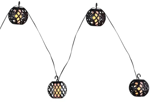 WatioWave Solar-Lichterkette aus Kunststoff, schwarz, 4,1 m, mit 98 LEDs, 1700 K, IP44, ideal für die Beleuchtung von Gärten und Außendekorationen.