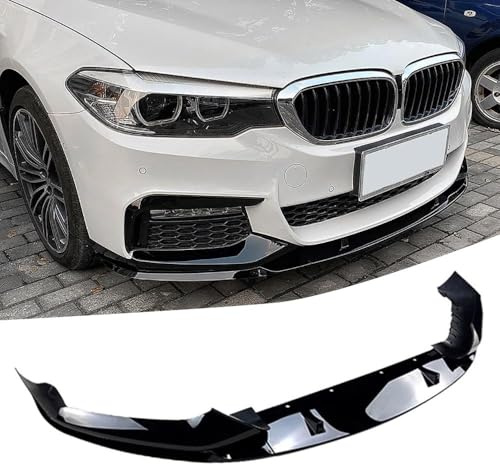 WETCL Auto Frontstoßstange Lippe,für BMW 5er G30 M Sport 2018 2019 2020,Stoßfängerlippe Spoilerlippe Dauerhaft AntiKollision Frontspoiler Protector,normal-Glossy Black