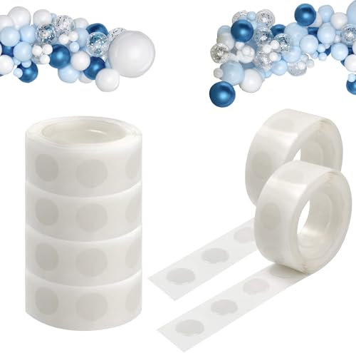 600Pcs Balloon Glue Point Dots, 6 Rolls Adhesive Point Tape, Double Sided Round Dots Stickers Tape, Removable Balloon Sticky Dots Tape, Strong Glue Sticky Dots for DIY Craft Wedding Decoration